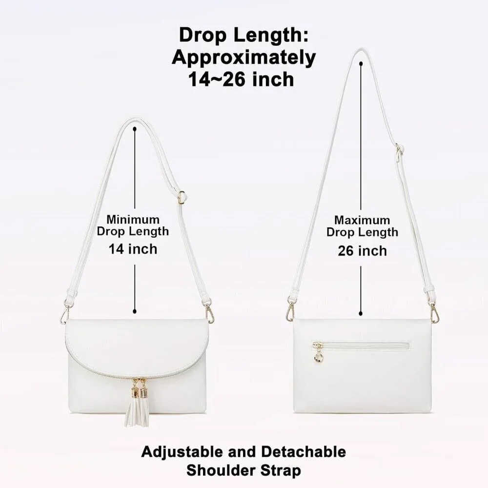 Women's Faux Leather Envelope Clutch Crossbody Bag with Multi Compartments